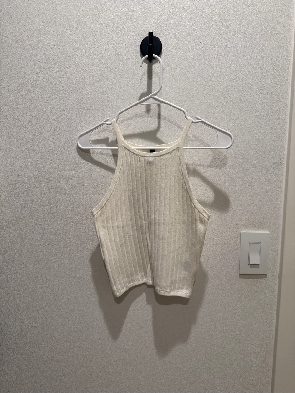 H&M Ribbed High-Neck Tank Top - Cream